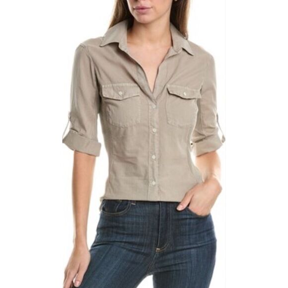James Perse Ribbed Side Panel Button Front Shirt - Picture 1 of 6